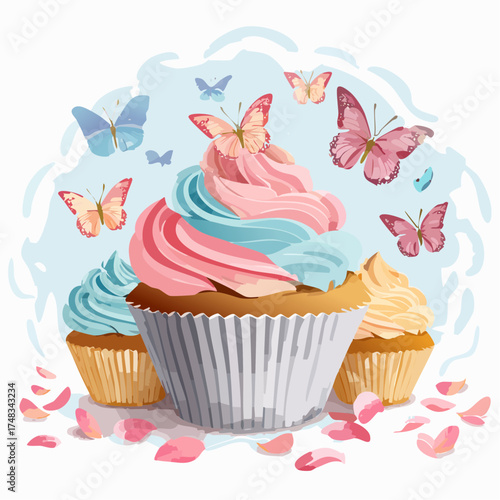 Frühlings-Cupcakes mit Schmetterlingen