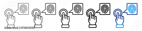 Fingerprint Scan Icon Different Style Outline Collection Set