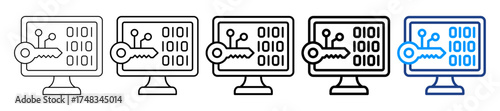 Encryption Key Icon Different Style Outline Collection Set