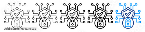 Cyber Security Icon Different Style Outline Collection Set