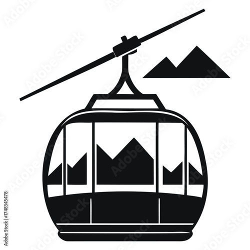 Generative Design City Cable Car Gondola Minimalist Silhouette Graphic