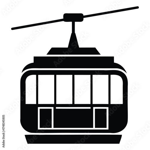 Generative Design City Cable Car Gondola Minimalist Silhouette Graphic