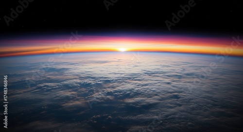 Fototapeta Naklejka Na Ścianę i Meble -  Earths Horizon - A Stunning View of Sunrise from Space.