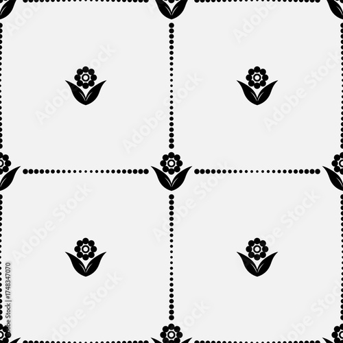 seamless botanical pattern of painted oriental motifs 