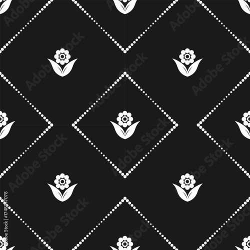 seamless botanical pattern of painted oriental motifs 