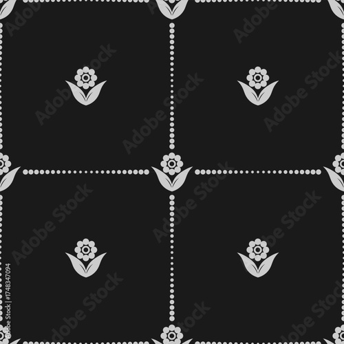 seamless botanical pattern of painted oriental motifs 