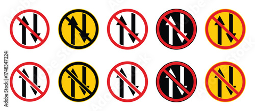 Vehicle prohibited for both direction traffic sign vector. It indicates that traffic flow is not allowed in this area. Circle traffic sign road sign vector template