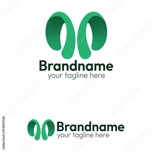 Abstract Green Ribbon Loop Logo Design - Modern Organic Symbol for Growth, Nature, Eco-Friendly, Recycling, or Wellness Brand Identity
