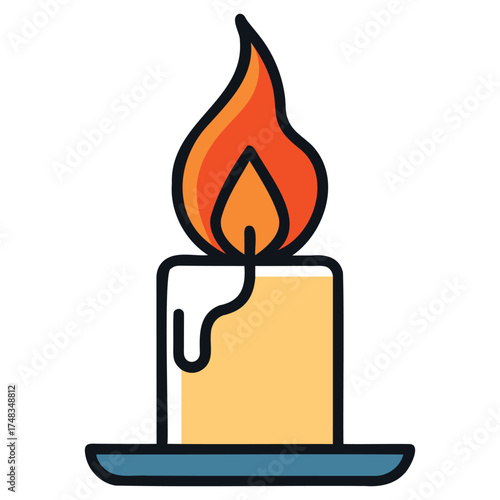 Generative Design Minimalist Candle Icon Simple Flame Light Graphic Art