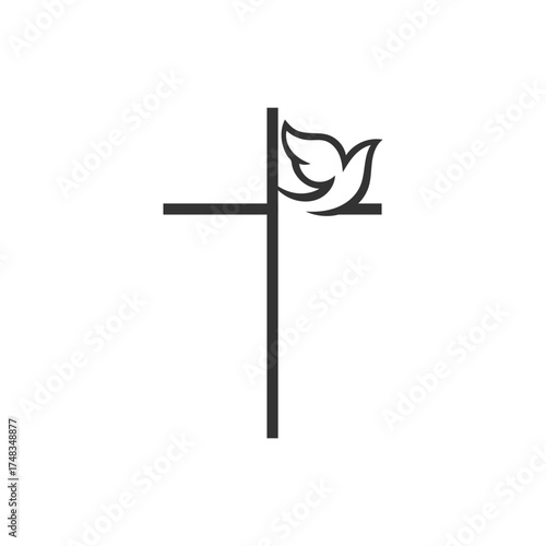 cross and a dove sketch illustration vector