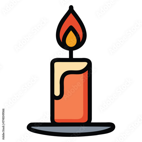 Generative Design Minimalist Candle Icon Simple Flame Light Graphic Art