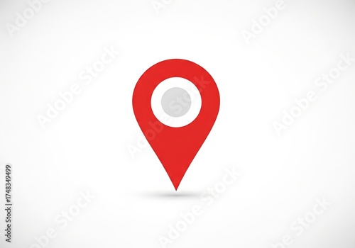 Vibrant red location pin icon with a distinct grey center, symbolizing an exact geographical point for map navigation, destination marking, and precise positioning