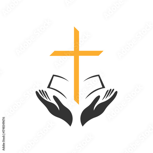 Christian cross icon. Set of abstract religion symbols. Vector illustration.
