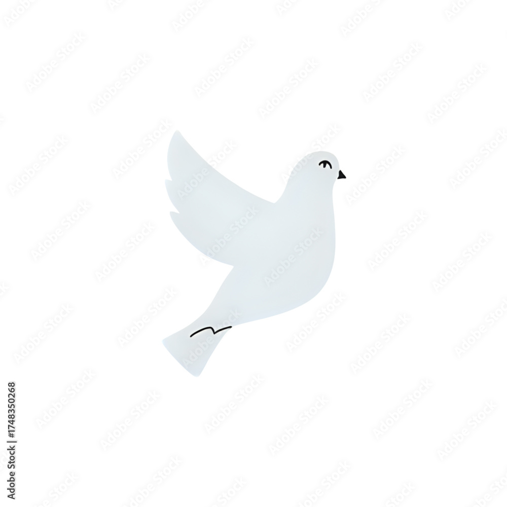 Fototapeta premium Stylized White Dove in Flight Illustration Symbolizing Peace and Hope, Ideal for Spiritual, Wedding, or Tranquil Design Projects with a Modern Aesthetic