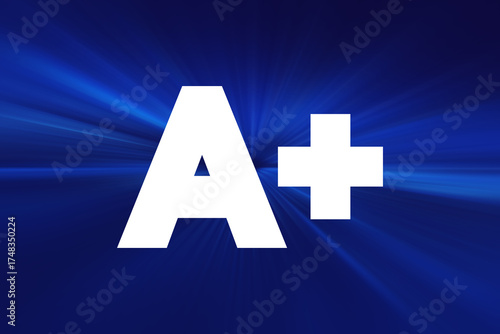 Education rating A plus text quote, concept background