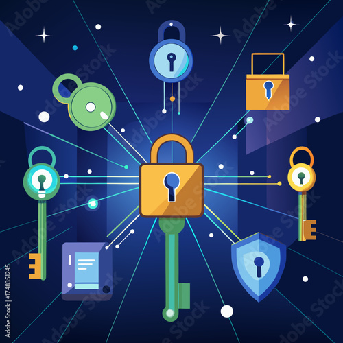 Digital keys unlocking secure data with a network of locks