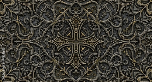 Intricate metallic pattern background featuring cruciform ornamentation