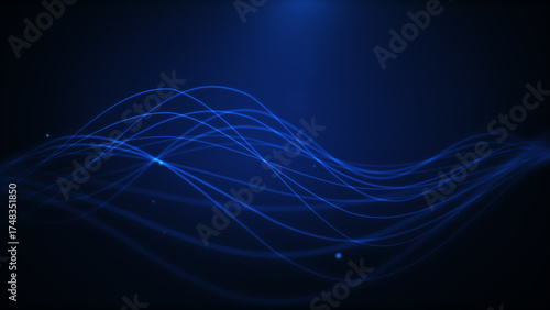 Blue fiber waves flowing continuously in a smooth seamless pattern, abstract digital background with glowing lines and flowing motion, futuristic technology concept symbolizing data flow and connectiv