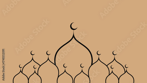 Elegant mosque domes silhouette illustration for Ramadan, Eid, and Islamic designs, perfect for backgrounds, banners and greeting cards
