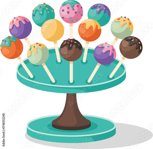 Colorful cake pops display stand sweet treats dessert confectionery bakery shop