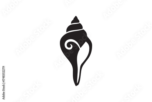 Stylized Conch Shell Silhouette Icon Simple Seashell Vector Graphic