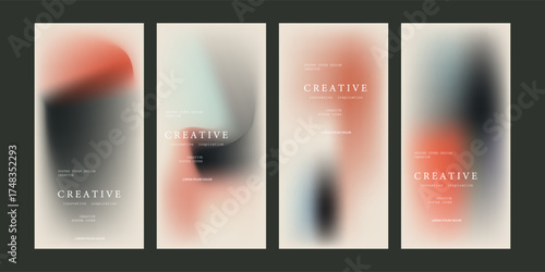Unique modern A4 abstract gradient vector trend for cover, marketing template, business poster, Abstract color gradient, modern blurred background, and film grain texture