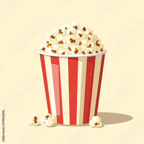 A classic bucket of delicious buttery popcorn ready for a movie night.