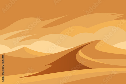Illustration of a desert landscape with sand dunes