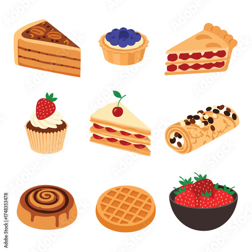 A delightful assortment of sweet baked goods and desserts.