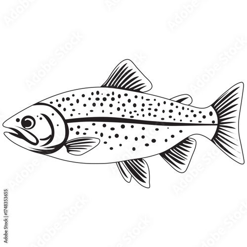 Trout Fish icon, Logo vector