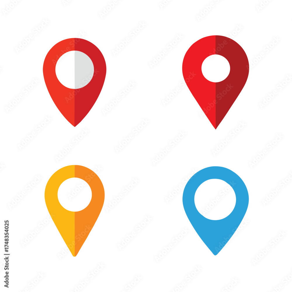 Fototapeta premium Map pointer icons vector set for location, navigation, business, and travel illustration