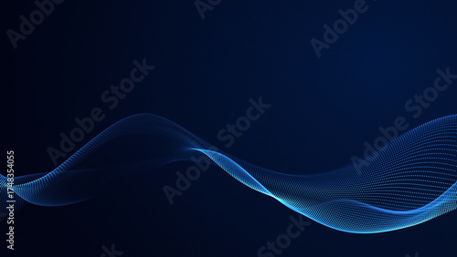 Blue title background with glowing abstract wave curve on a deep blue surface, elegant business design featuring smooth dynamic motion, futuristic and minimalistic concept perfect for presentations, t
