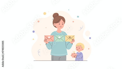 Mother offers varied choices love cloud shopping as child learns to save money