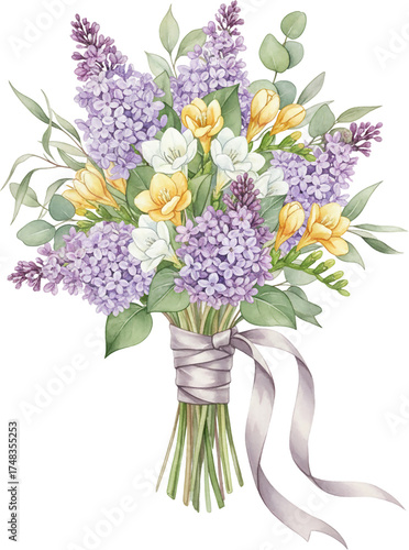 Wedding Bouquet with Romantic Floral Arrangement and Bridal Flowers