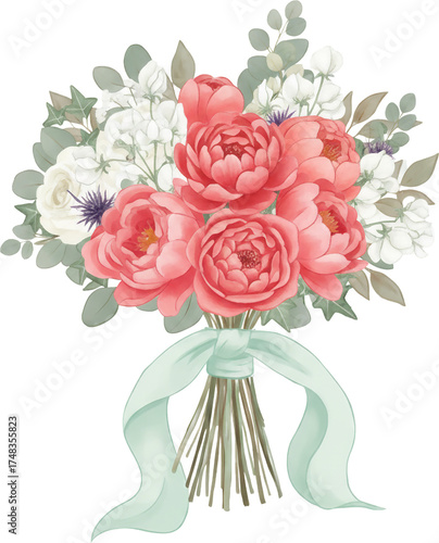 Wedding Bouquet with Romantic Floral Arrangement and Bridal Flowers