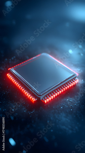 computer chip on blue