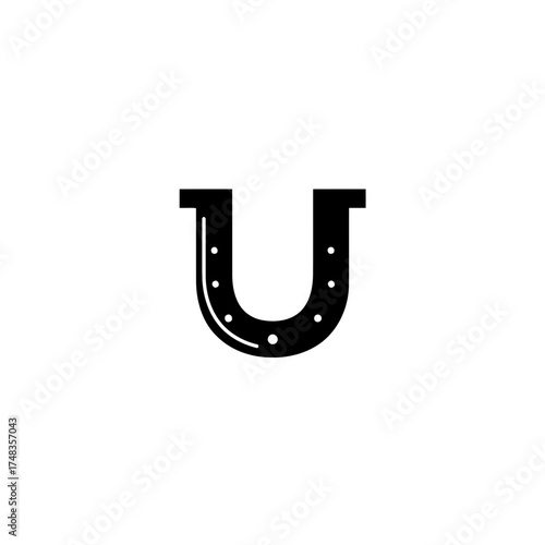 Minimalist Black Horseshoe Good Luck Charm Vector Illustration