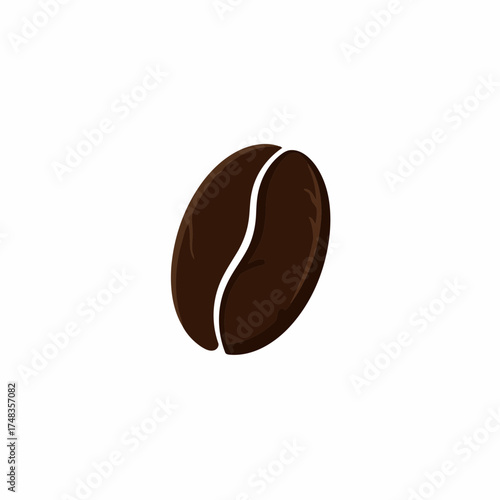 Minimalist Dark Brown Roasted Coffee Bean Vector Illustration