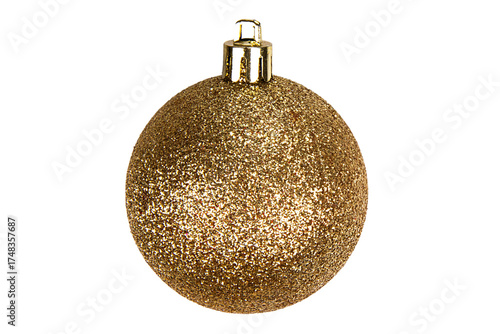 Decorative Christmas balls isolated on white, christmas ornament. gold christmas ball