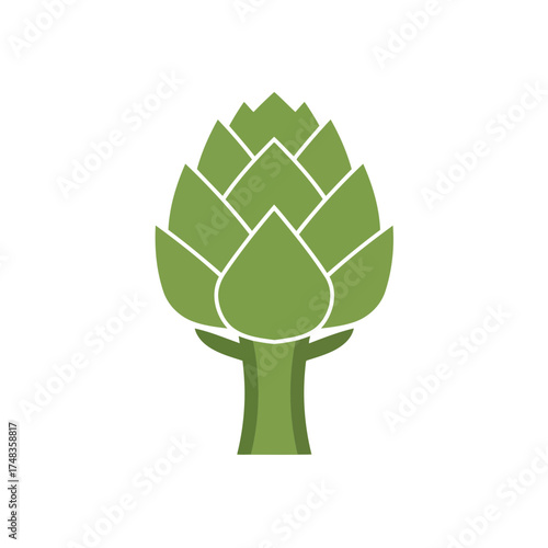 Minimalist Green Artichoke Icon Vector Illustration