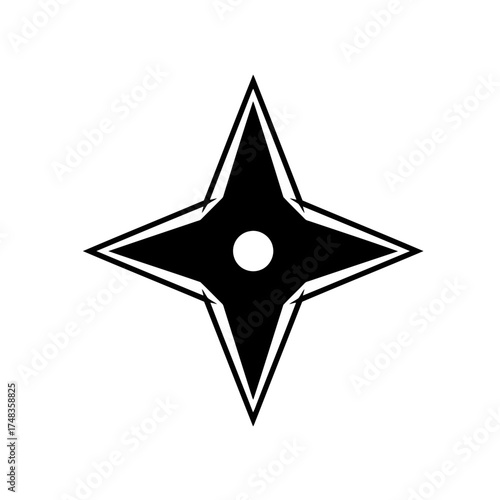 Monochrome Shuriken Ninja Star Vector Illustration
