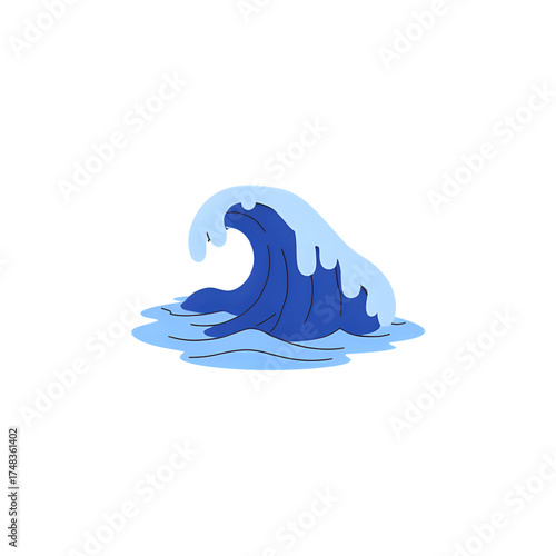Cartoon wave, vector illustration of a blue wave