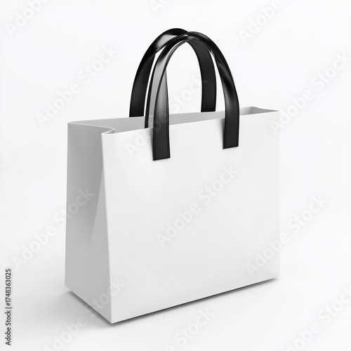 Wallpaper Mural A sleek, minimalist white shopping bag with handles displayed on a clean white background. Torontodigital.ca