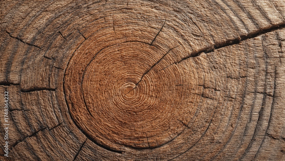 Naklejka premium Close up view of a tree stump with visible growth rings.