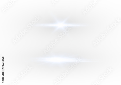 Horizontal ray light explosion with bright solar flare.