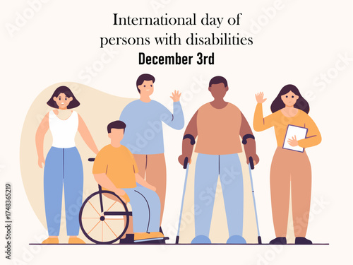 International Day of Persons with Disabilities illustration featuring diverse group of people