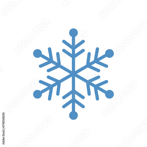 A beautiful blue snowflake icon symbolizes the essence of winter, cold weather, and festive holiday seasons, perfect for various design projects.