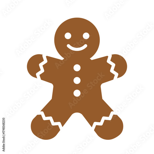 A charming and classic gingerbread man icon, perfectly illustrating the festive spirit of holiday baking and sweet treats with a delightful, minimalist design.
