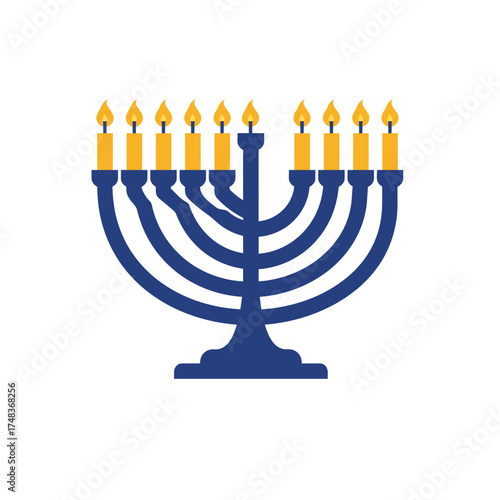 A vibrant blue menorah with nine glowing yellow candles stands as a profound symbol of the Jewish holiday of Hanukkah and its rich traditions.