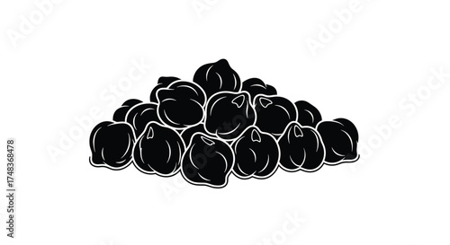 Monochrome Vector Illustration of a Pile of Chickpeas: An Essential Ingredient for Hummus and Other Middle Eastern Recipes, Perfect for Food-Related Designs